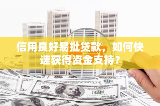 南安信用良好易批贷款，如何快速获得资金支持？