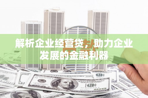 南安解析企业经营贷，助力企业发展的金融利器