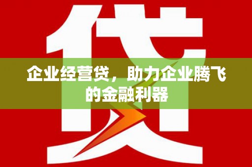 南安企业经营贷，助力企业腾飞的金融利器
