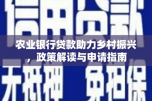 南安农业银行贷款助力乡村振兴，政策解读与申请指南