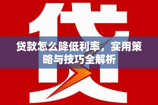 南安贷款怎么降低利率，实用策略与技巧全解析