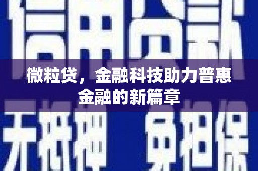 南安微粒贷，金融科技助力普惠金融的新篇章