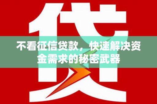 南安不看征信贷款，快速解决资金需求的秘密武器