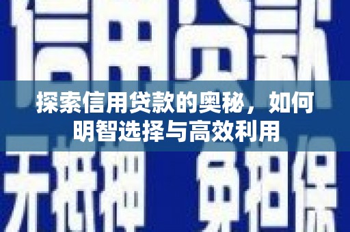 南安探索信用贷款的奥秘，如何明智选择与高效利用