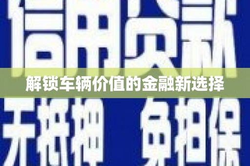 南安解锁车辆价值的金融新选择