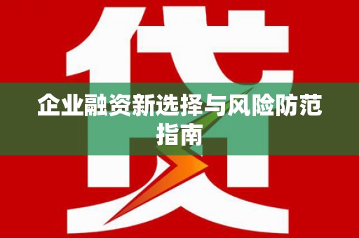 南安企业融资新选择与风险防范指南